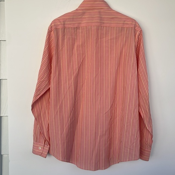 Brooks Brothers Orange Dress Non-Iron Stretch Shirt Slim Fit Large - Picture 12 of 13